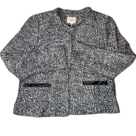 LOFT Women’s Black and White Knit Cardigan Size 10 - Picture 1 of 5